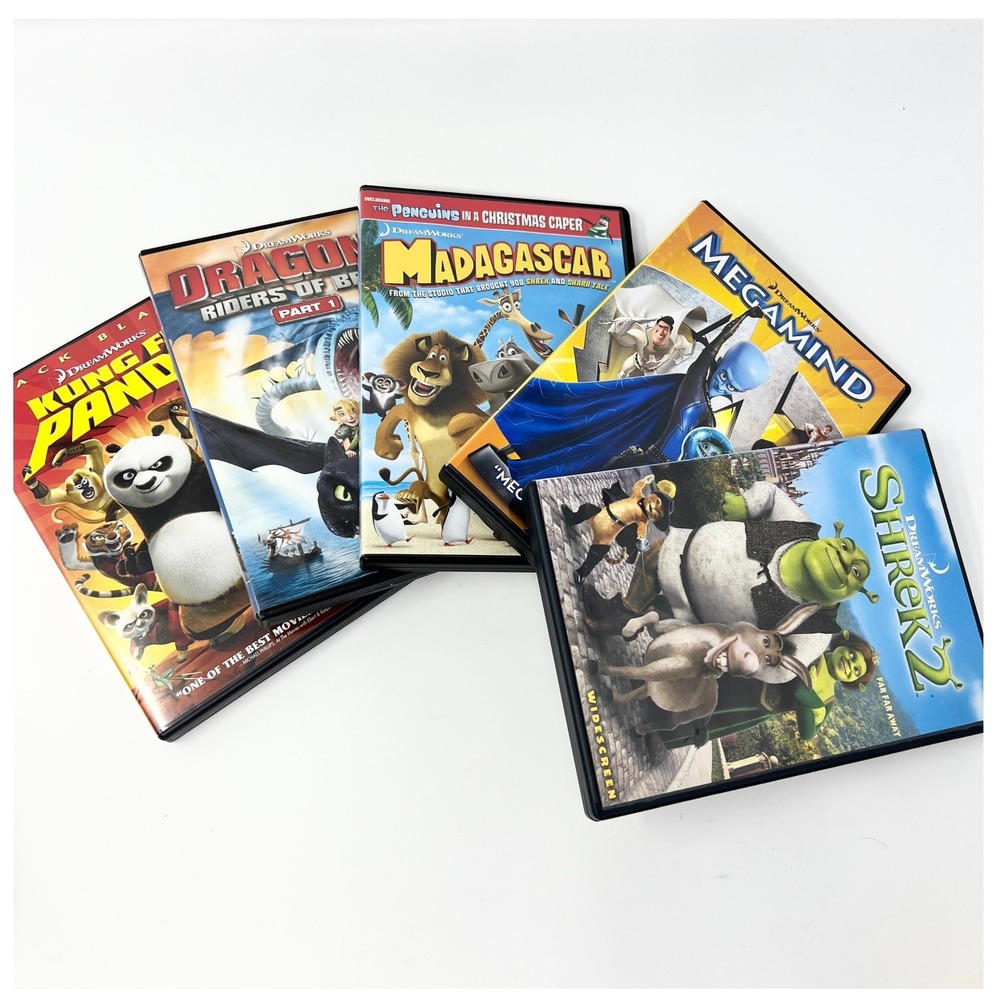 DreamWorks DVD Lot Shrek 2 Megamind Madagascar Kung Fu Panda Dragons Riders Berk